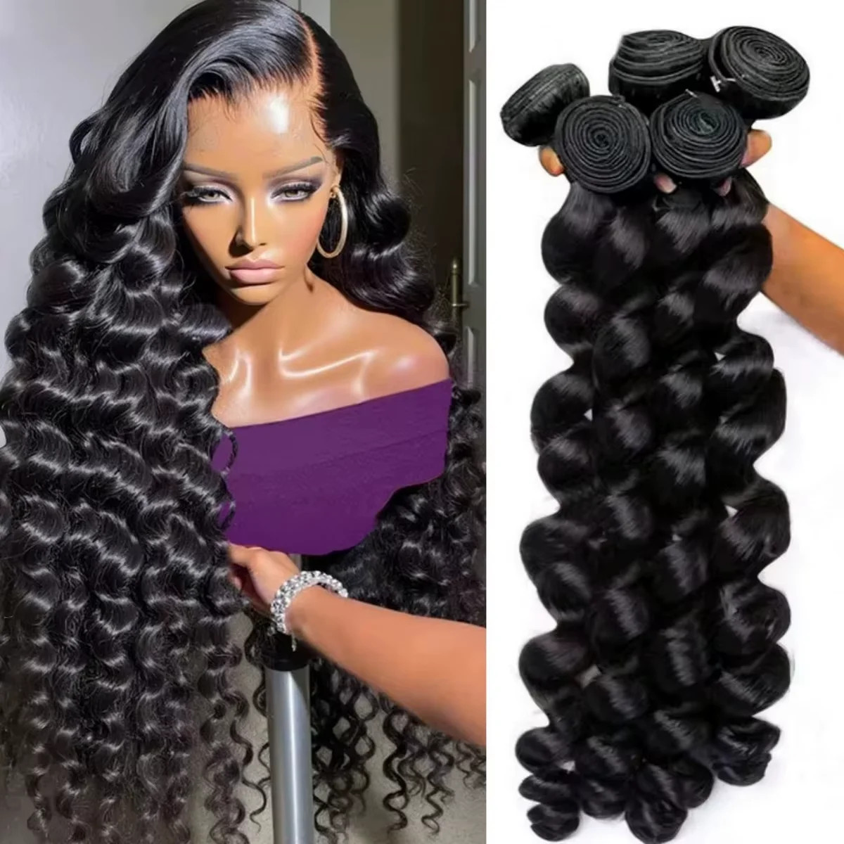 30 40 Inch Loose Wave Bundles 3 4 5Pcs Raw Virgin Unprocessed Human Hair