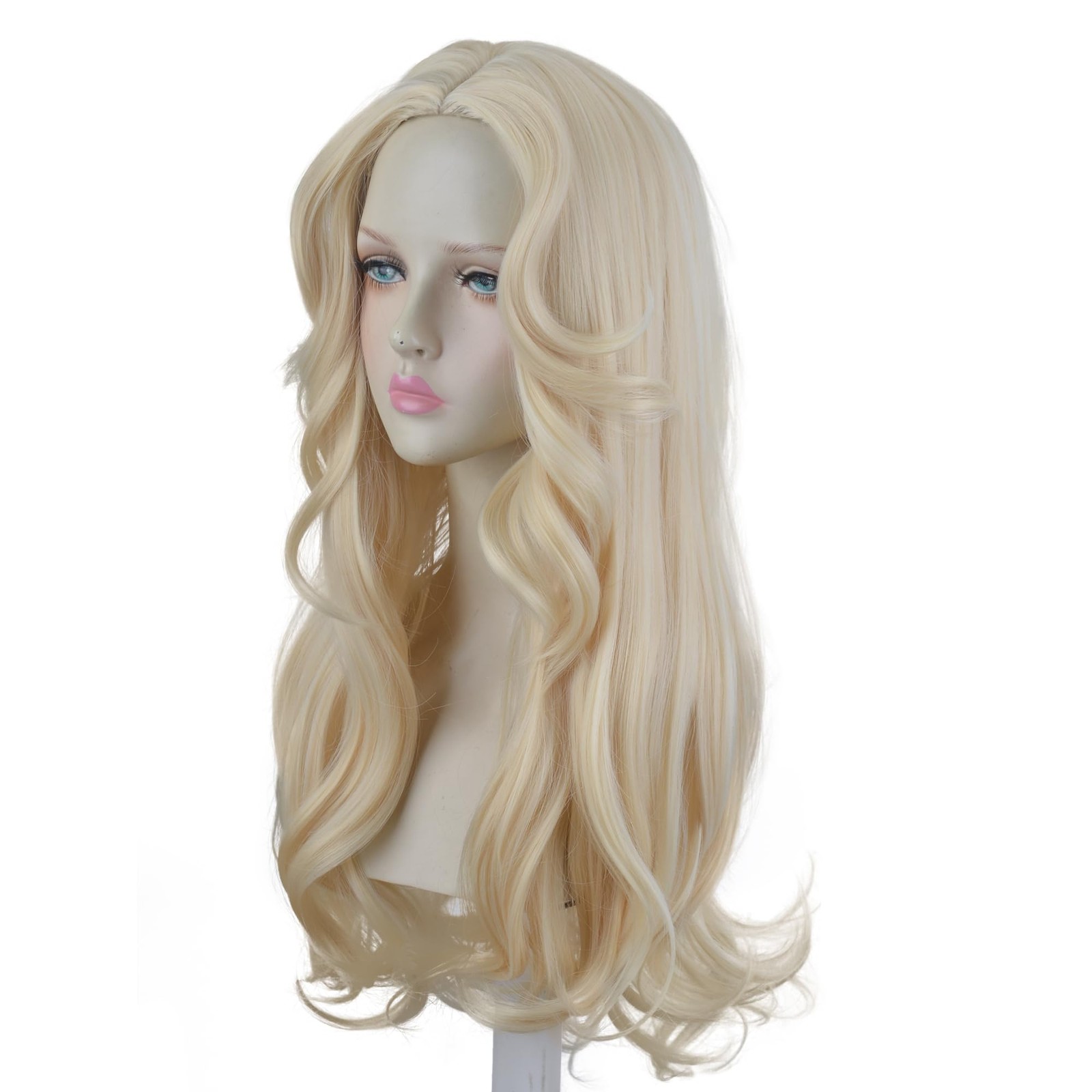 Blonde Wigs for Women, Long Wavy Blond Hair Middle Part Platinum Blonde Synth…