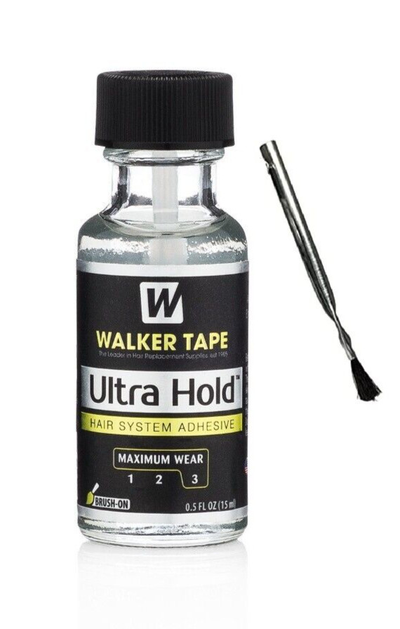 WALKER TAPE ULTRA HOLD GLUE 0.5Oz BRUSH ON LACE WIG MEN TOUPEE WITH FREE BRUSH.