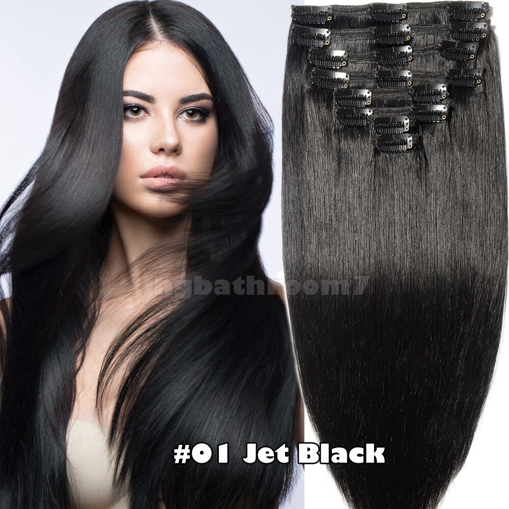 Extra Thick Clip In Remy Human Hair Extensions Double Weft Full Head CLEARANCE