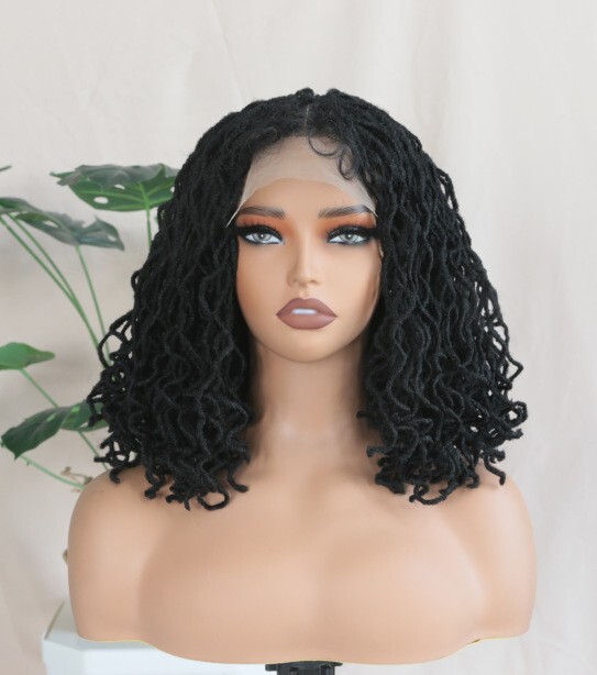 14In Curly Afro Locs Wig for Black Women Knotless Full Lace Afro Dreadlocks Wigs