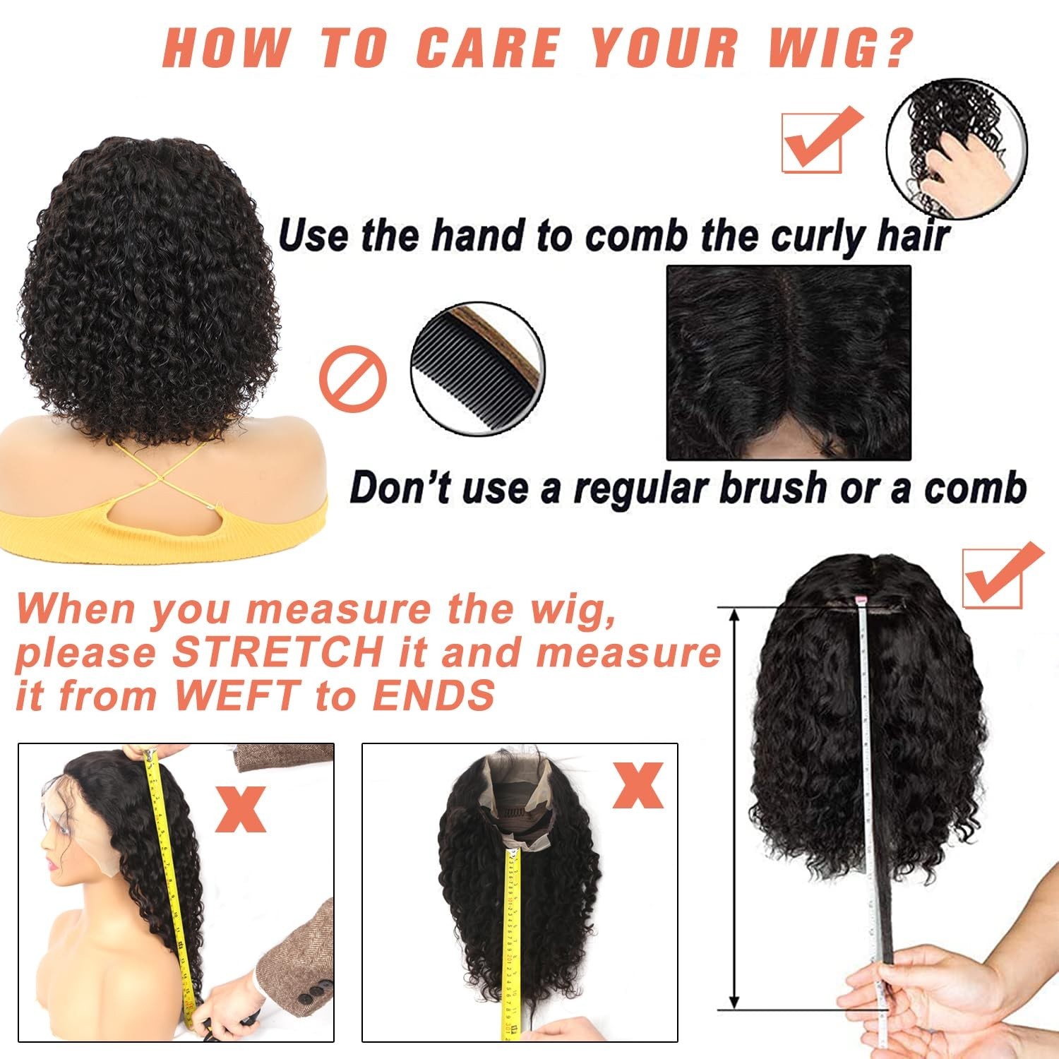 Bob Wig Human Hair Curly Glueless 13×4 Lace Front Wigs Pre Plucked for Women