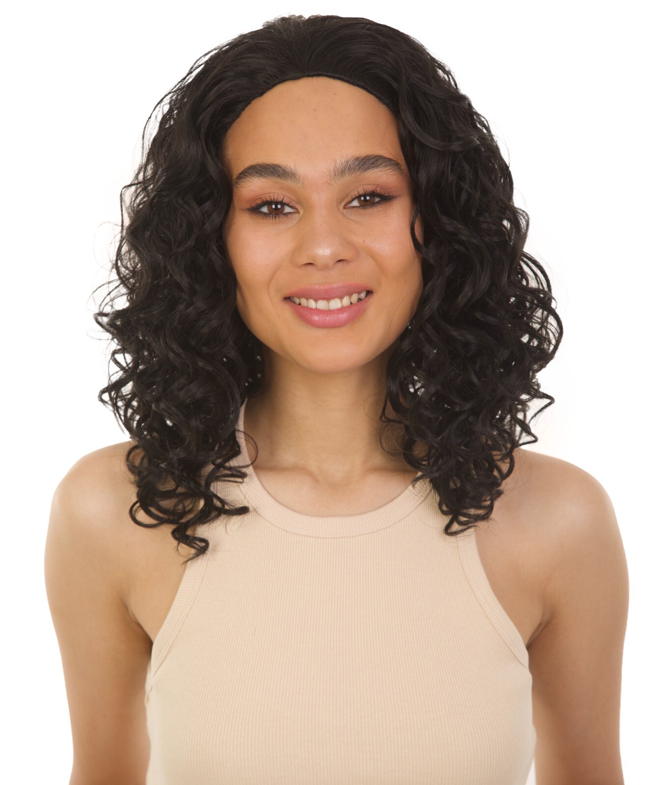 LUXLUXE Edwina Curly Layered 17″Half Wig Mix of Human Hair &Synthetic, BH-0010