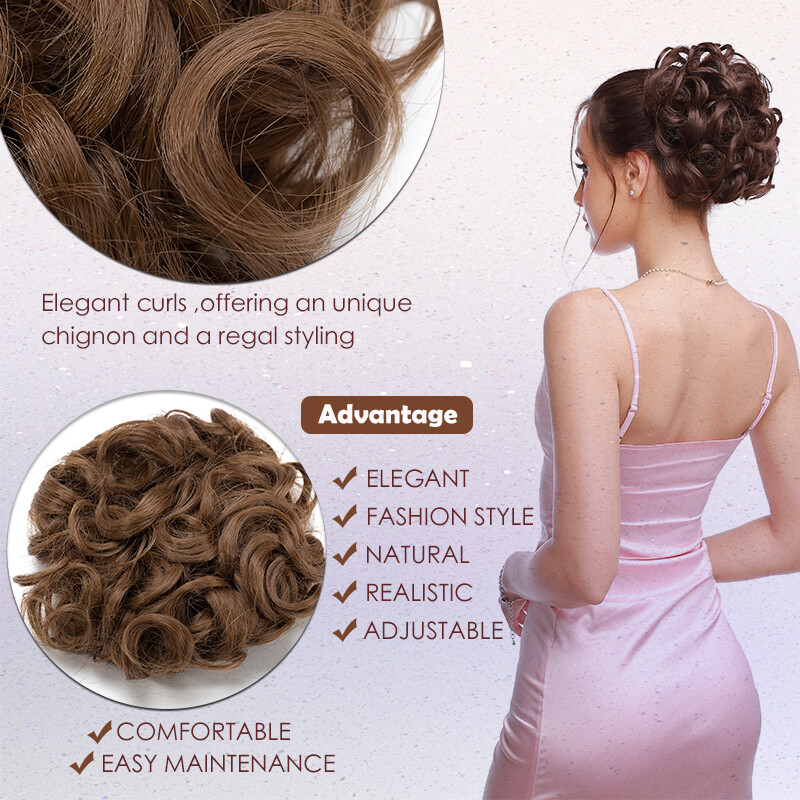 Messy Curly Extra Thick Bun Chignon Hair Piece with Comb Clip in Hair Extensions