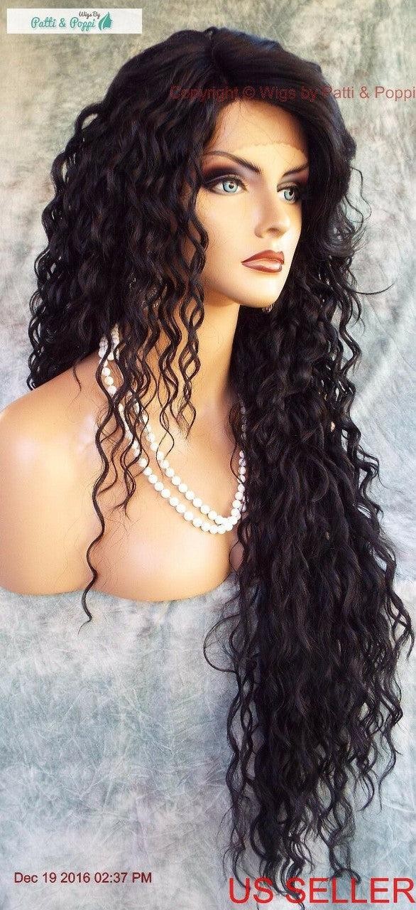 36″ X-LONG LACE FRONT DEEP C-PART HIGH HEAT SAFE WIG COLOR #1B SEXY 1127