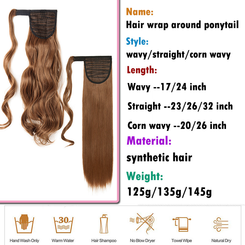 Thick Ponytail Wavy Clip In Hair Extension Ombre Extensions Fake Long Hair Piece