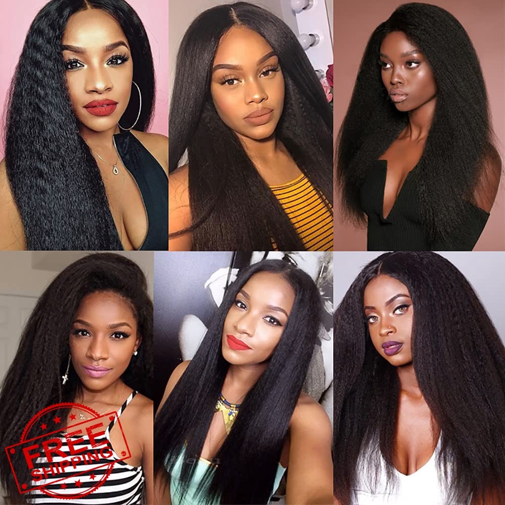 Weeybay 16-20 Inch 1B Black Yaki Kinky Straight Hair