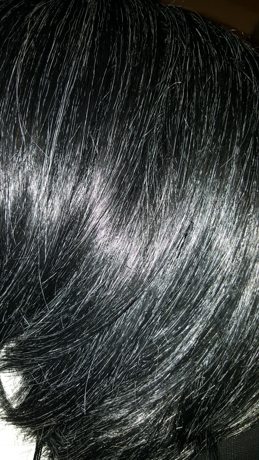 Motown Tress Human Hair Blend Wig EFFIE Black with White Thru Out Bang Bob Natur
