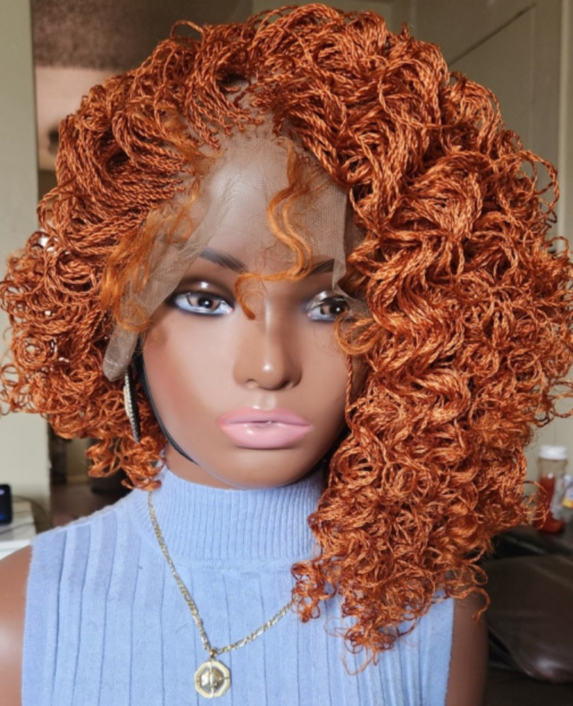 Handmade braided Senegalese twist curly wig