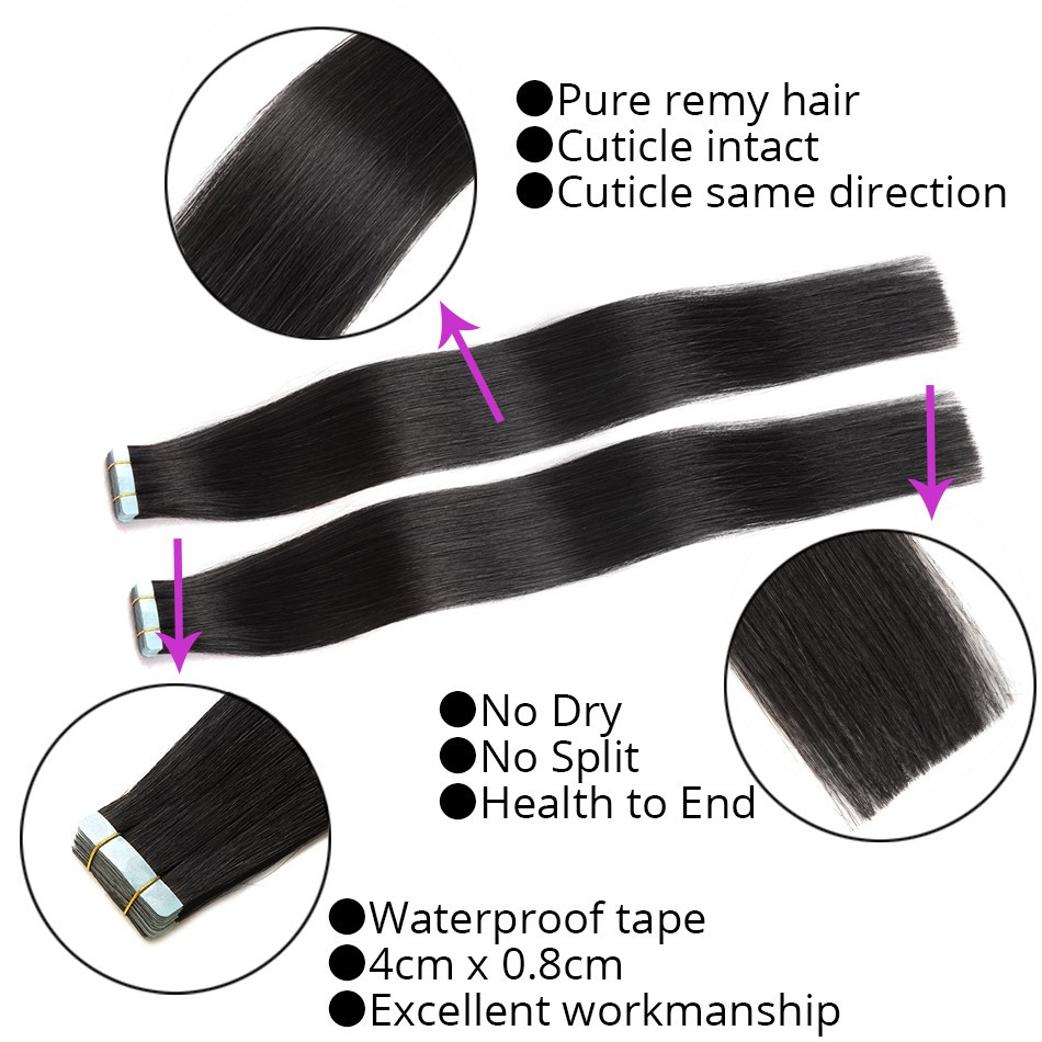 Thick Tape In Human Hair Extensions Straight Long Lasting Remy Hair Skin Weft15A