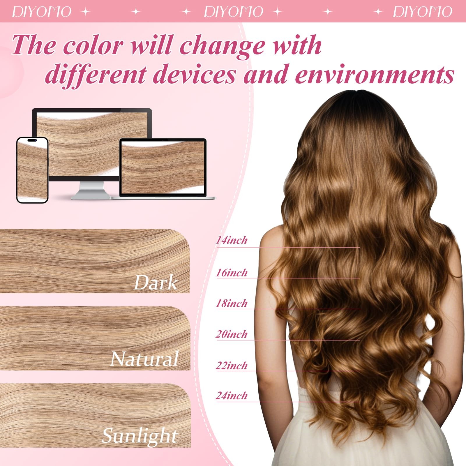 Diyomo I Tip – Light Gold Highlighted Blend 22 Inch For Women