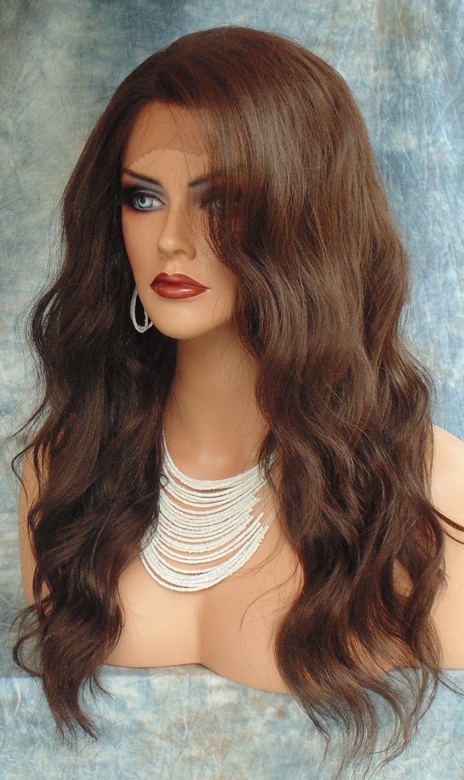 LACE FRONT HAND TIED EAR TO EAR LACE HEAT FRIENDLY #4 DK BROWN WIG US SELLER 250