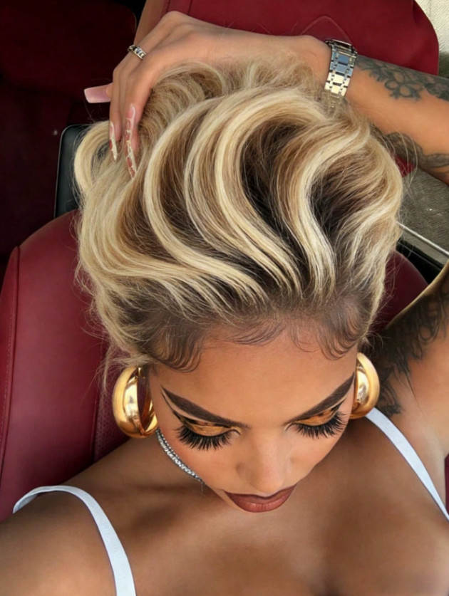 Lace Front Wig Bob Body Wave Human Hair Ash Blonde Highlight Wig Elegant Casual