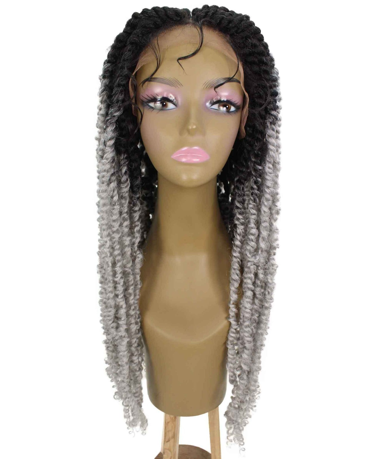 LUXLUXE Esosa Curly Esosa 31 in Long Esosa 4X4 Hand Tied Lace Braid Braided Wig