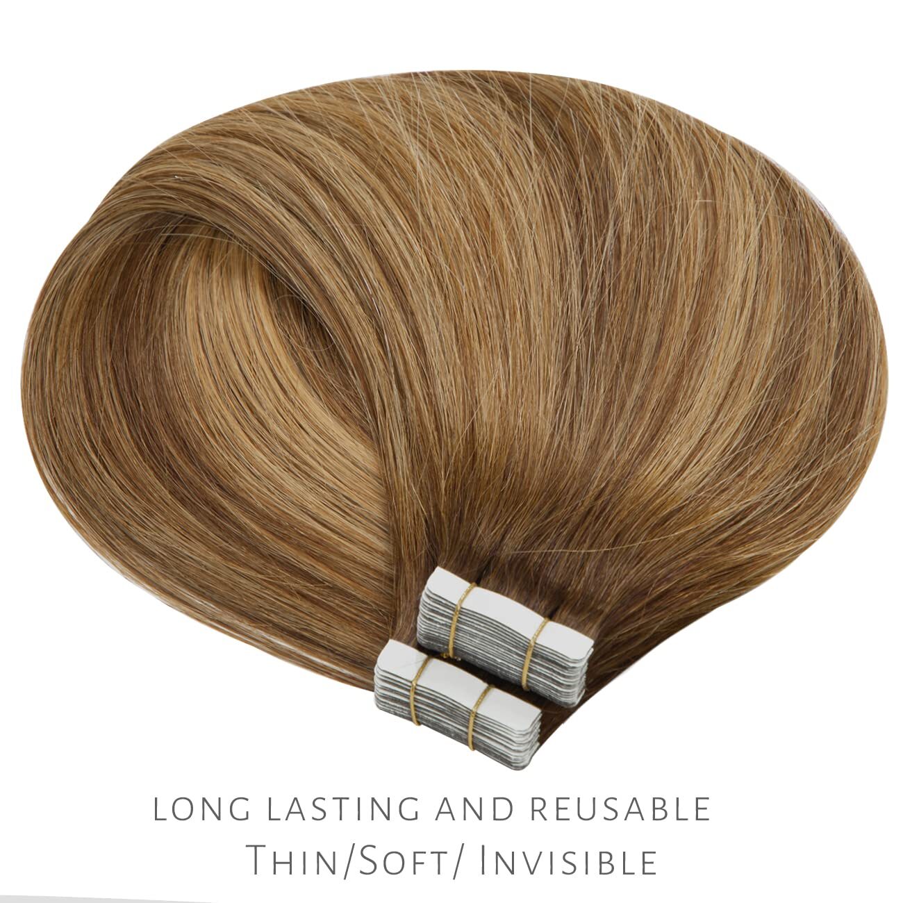 LacerHair Brown to Caramel Blonde Human Hair Ext 18” 100g 40pcs R#4- 4/27