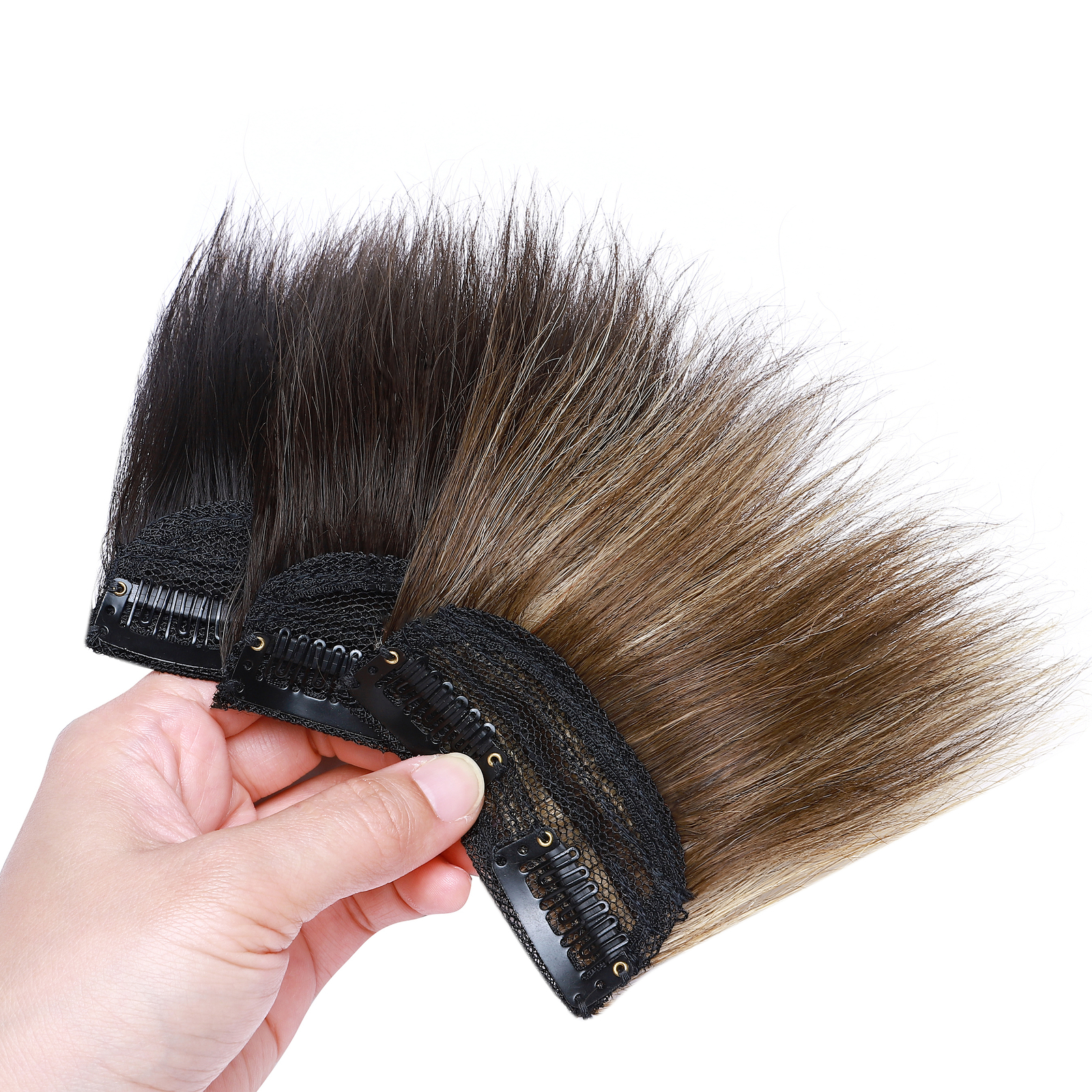 Short Mini Hair Pad Clip In Top/Side Real Remy Human Hair Extensions One Piece X