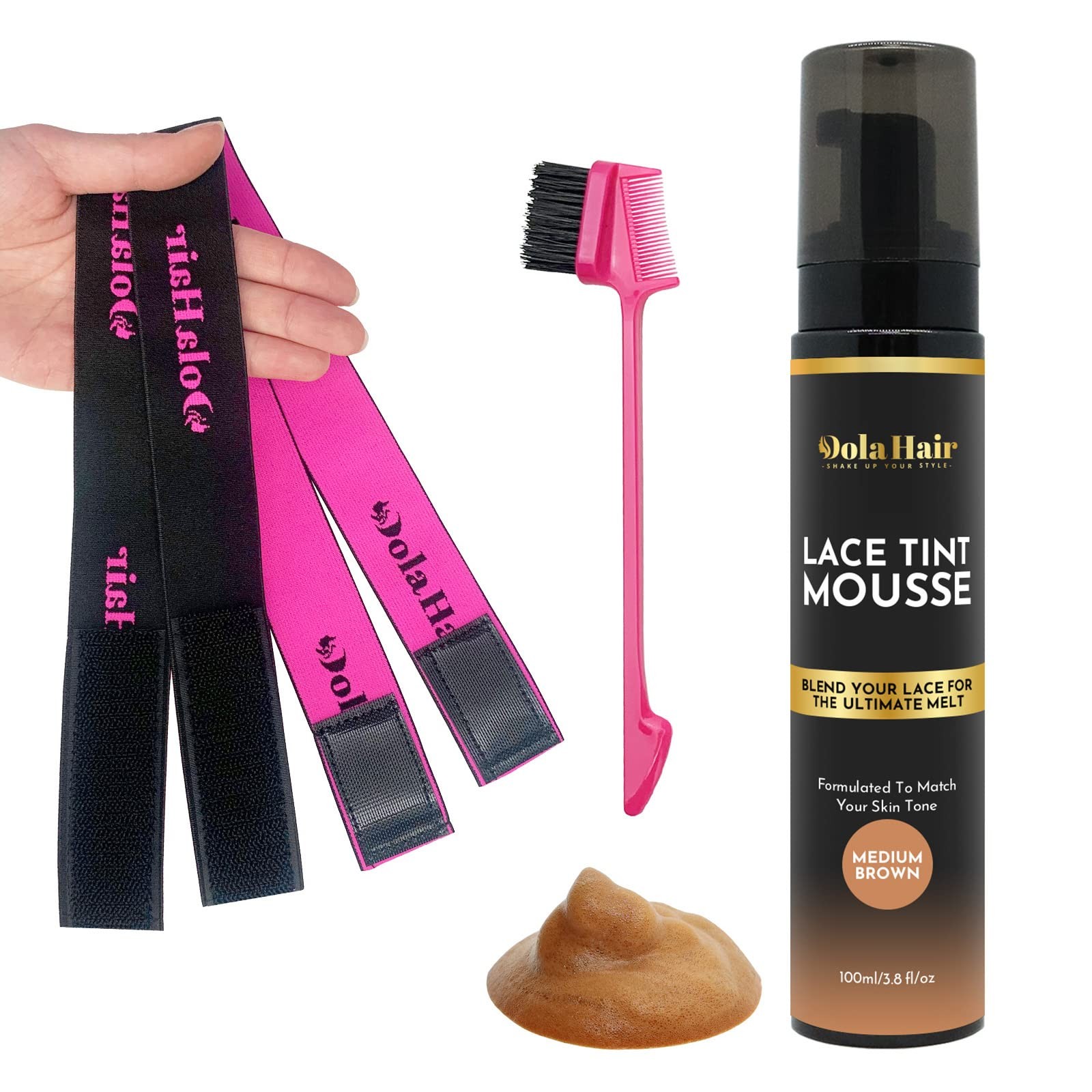 Dolahair lace tint melting bands with waterproof glue Brown