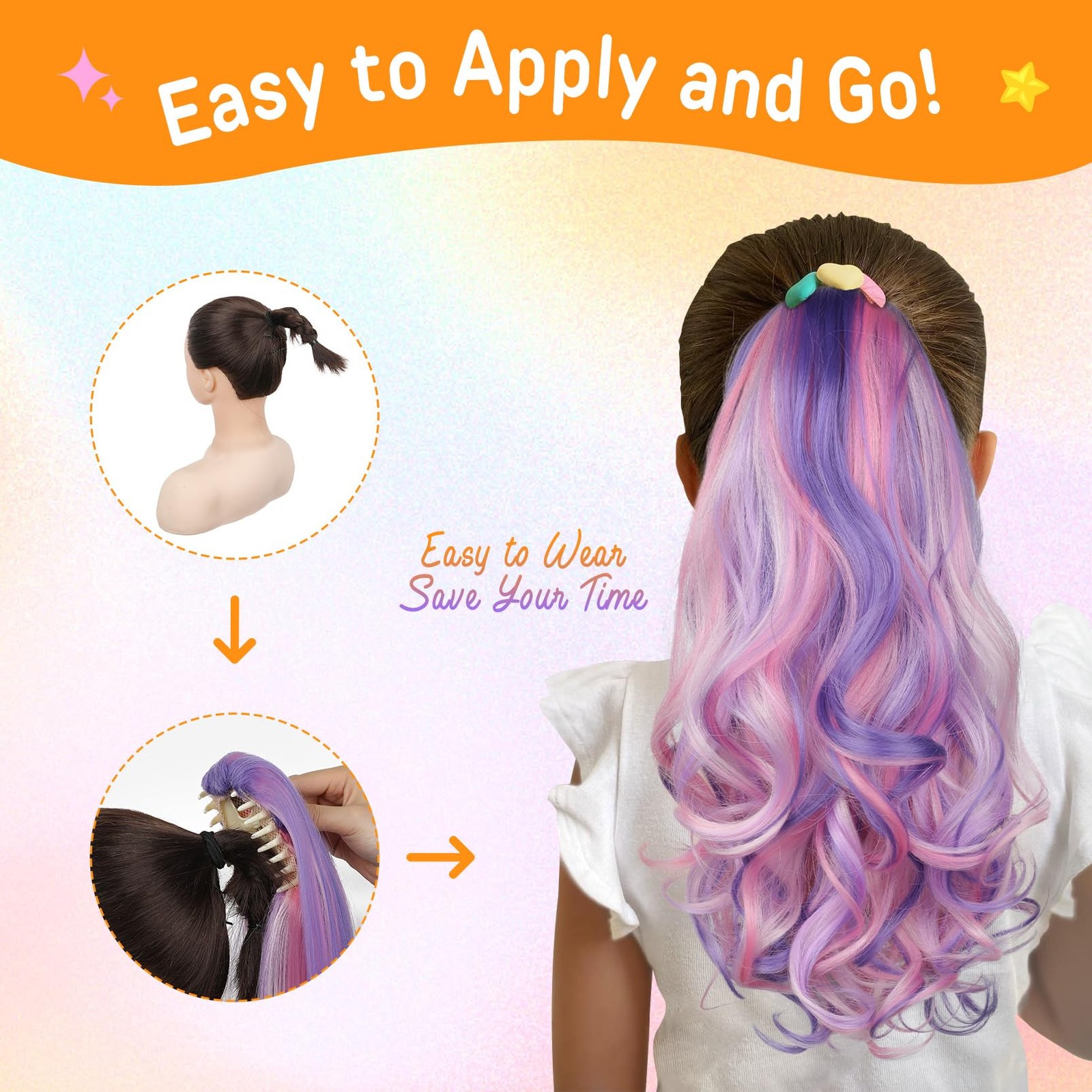 Seikea Ponytail Extension 18 Lightweight Wavy Curly Clip In Pony Tails Colored