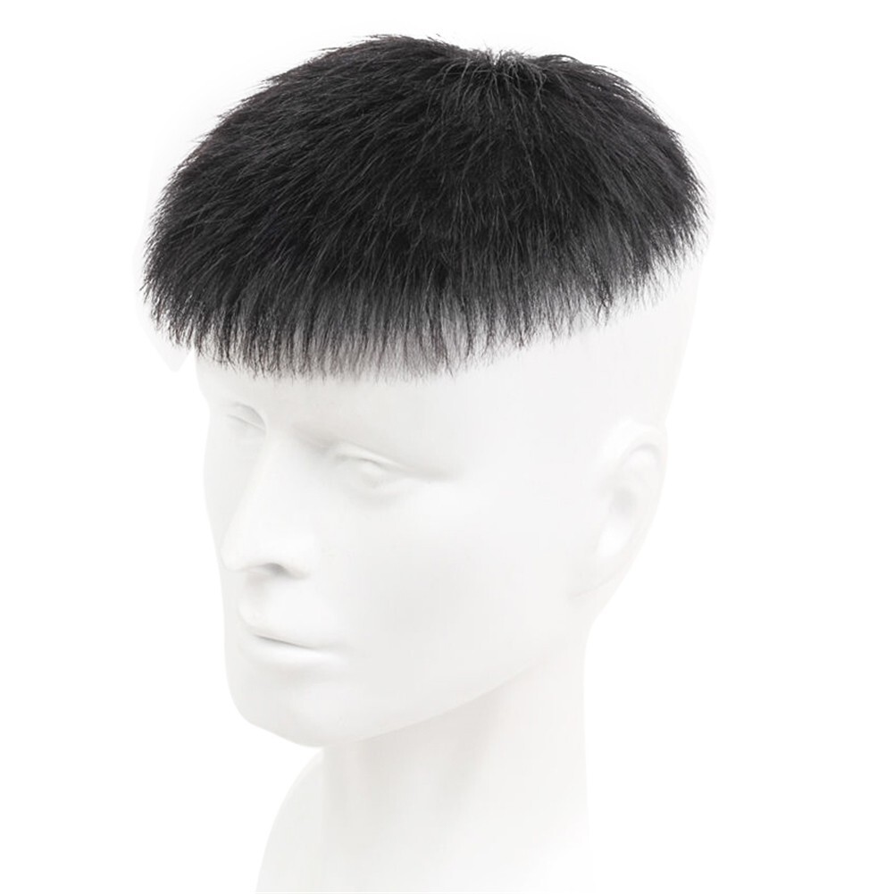 Men’s Short Toppers Hairpiece Real Human Hair Clip in Crown Tape Hair Pieces Wig