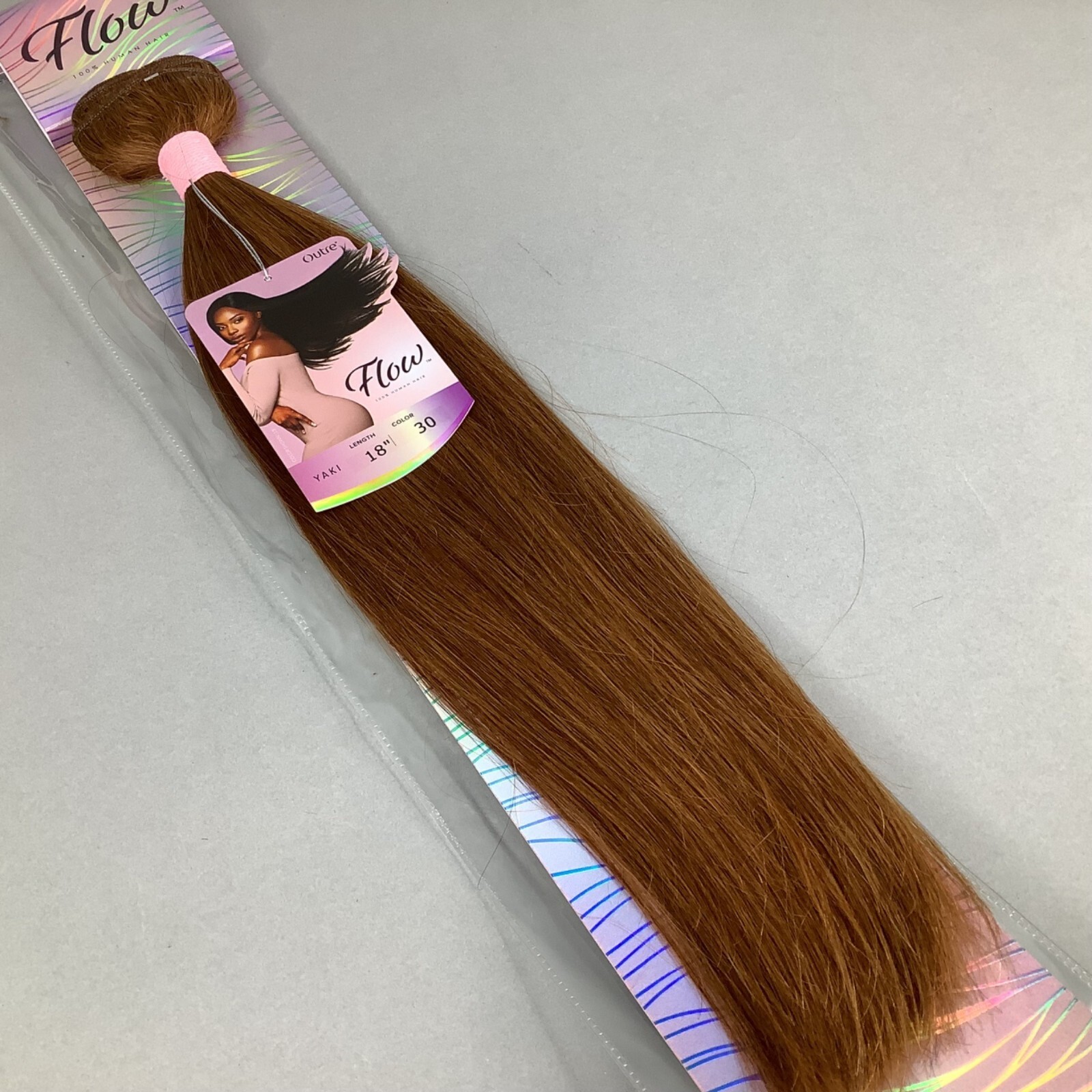 18″ Flow #30 Honey Brown Yaki Straight 100% Human Hair Extensions