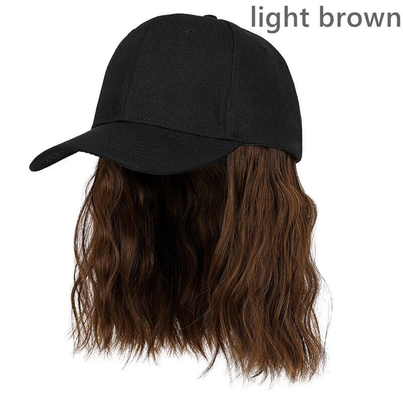 Women Baseball Cap Wig Hairpiece with Short Curly Hair Adjustable Casual Hat