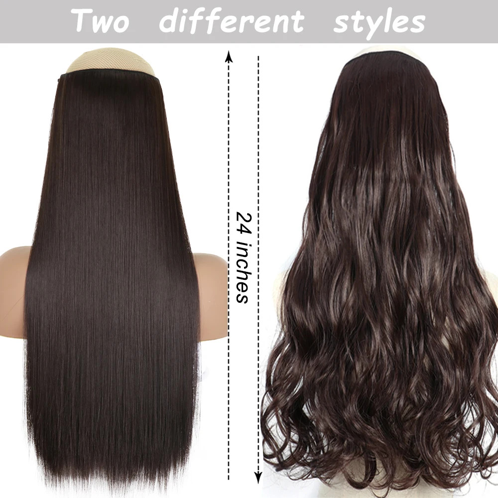 Synthetic Long Straight Clip In Hair Extension 5 Clips Heat Resistant Blonde