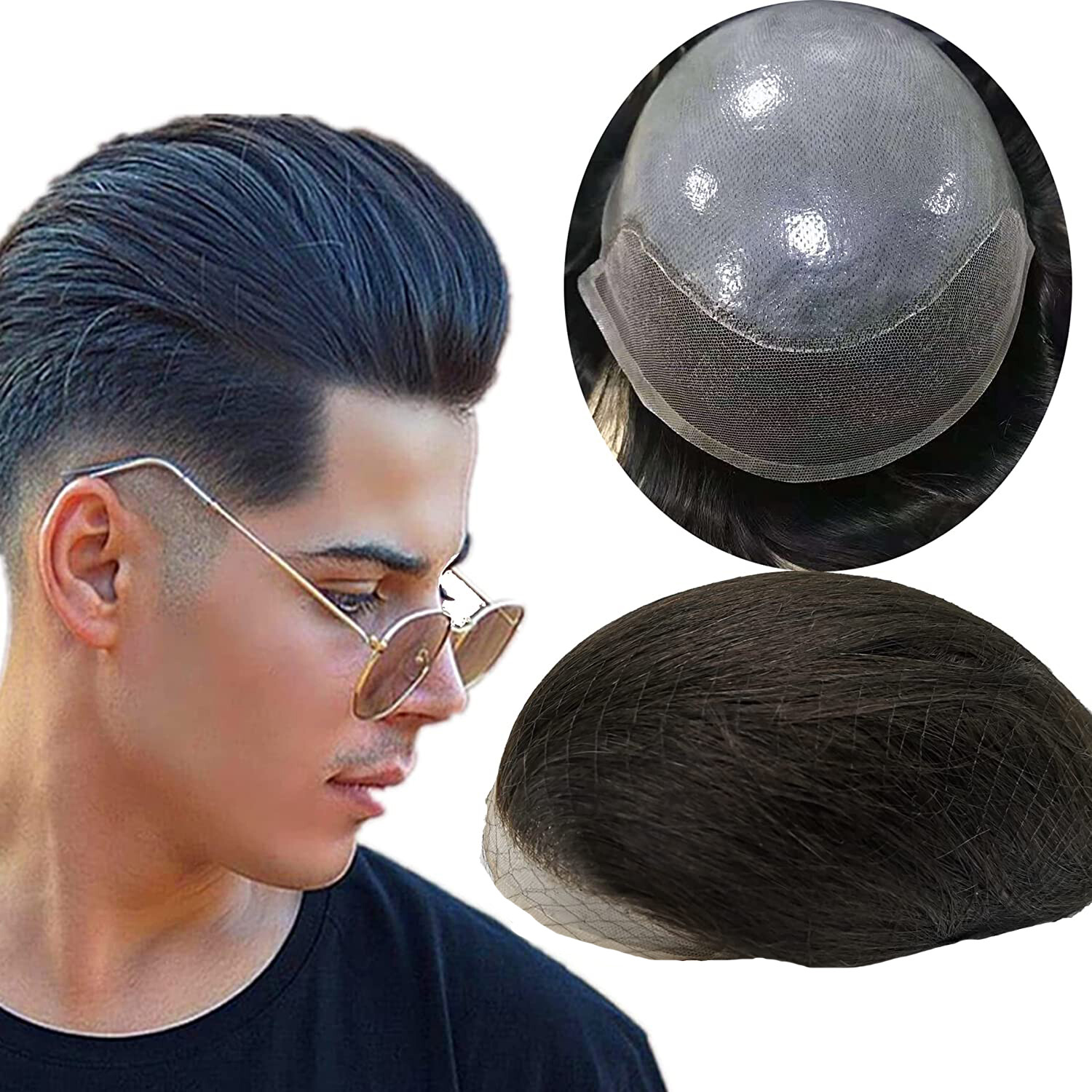 N.L.W Toupee for mens human hair front lacehair pieces natural base 10×8″