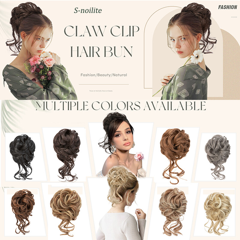 Natural Clip in Messy Bun Hair Piece Extensions Curly Claw Chignon Updo Wedding