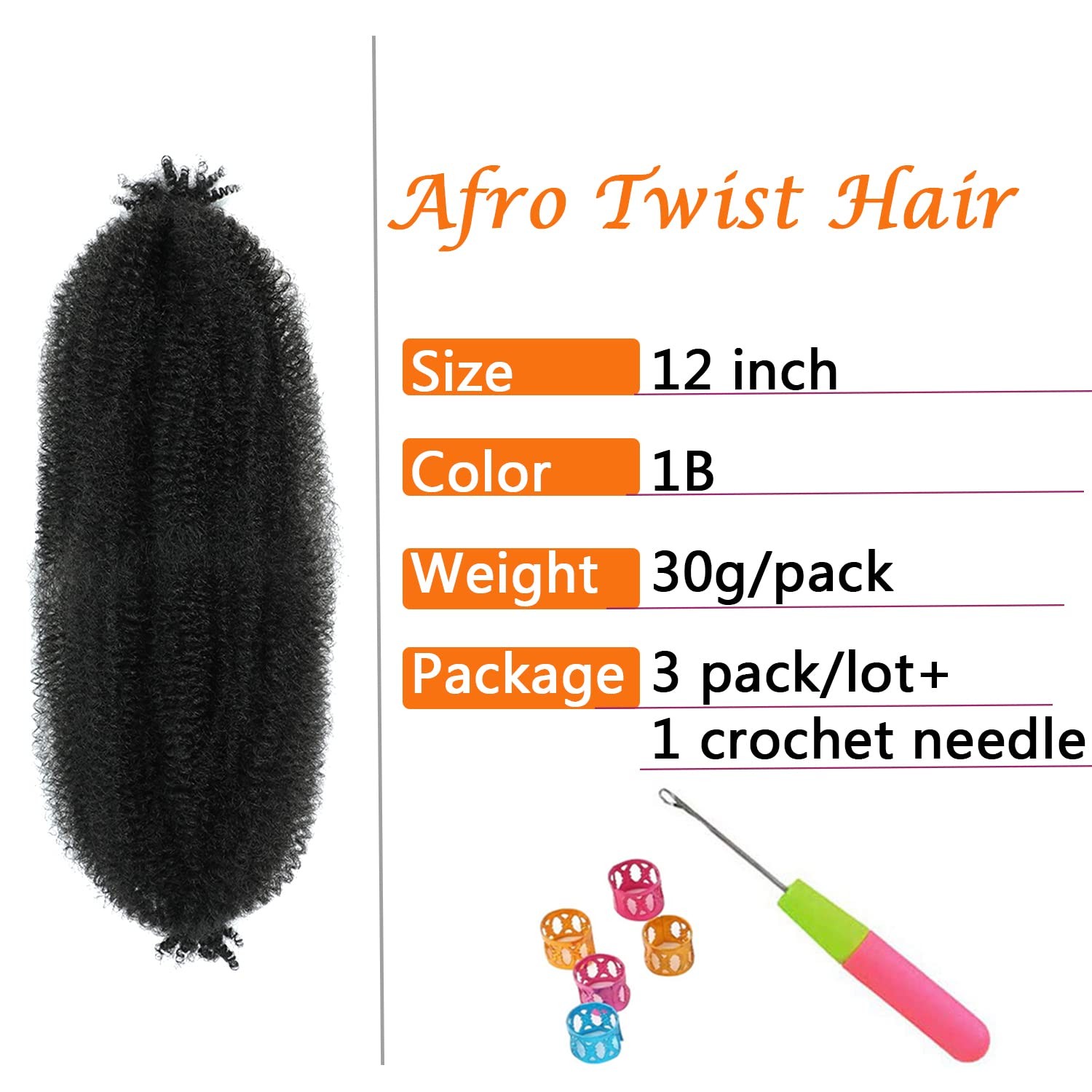 Springy Afro Twist Hair 12 Inch 3 Packs Kinky Twist Hair Black Color Pre Fluffed