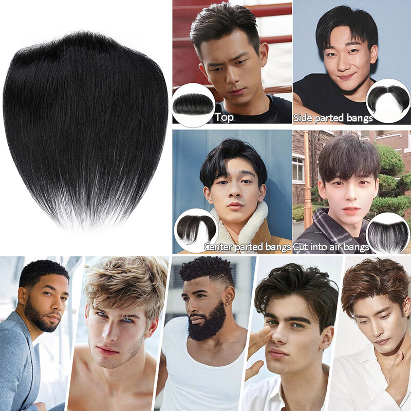 Men Forehead Hairline Toupee 100%Human Hair Skin PU Man Hairpiece Frontal Topper