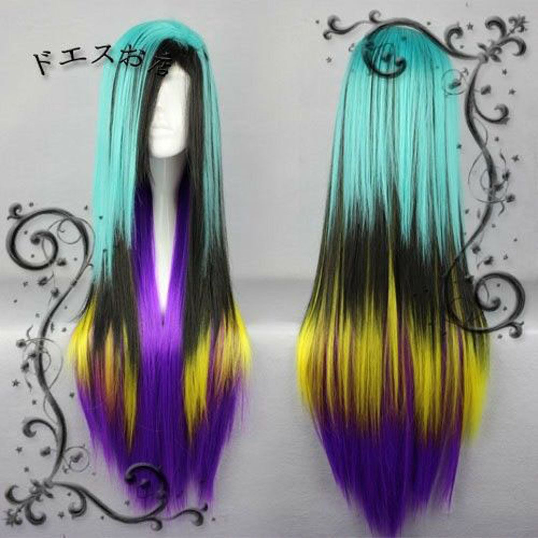 Hot Sell Long Blue Black Yellow Purple Straight Women’s Lady’s Hair Wig Wigs