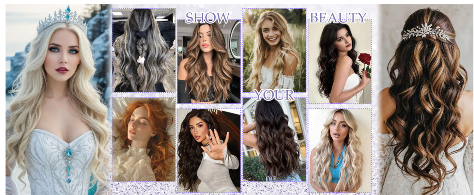 Platinum Blonde Synthetic Clip in Hair Extensions 5Pcs 20 Inches Long Wavy Hair