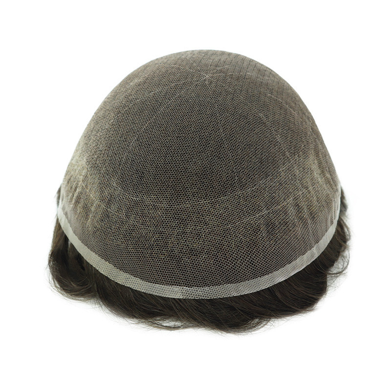 Mens Toupee Human Hair System Full French Lace Hair Replacement Pieces #4