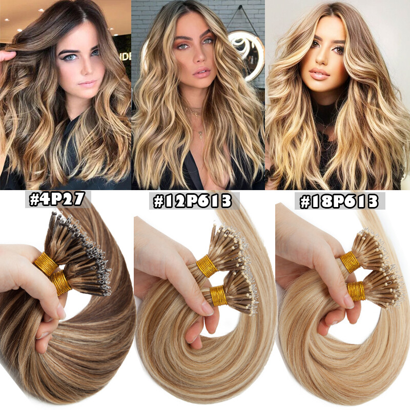 Blonde Nano Ring Remy Human Hair Extensions Pre-Bonded Fusion Keratin Thick 150S