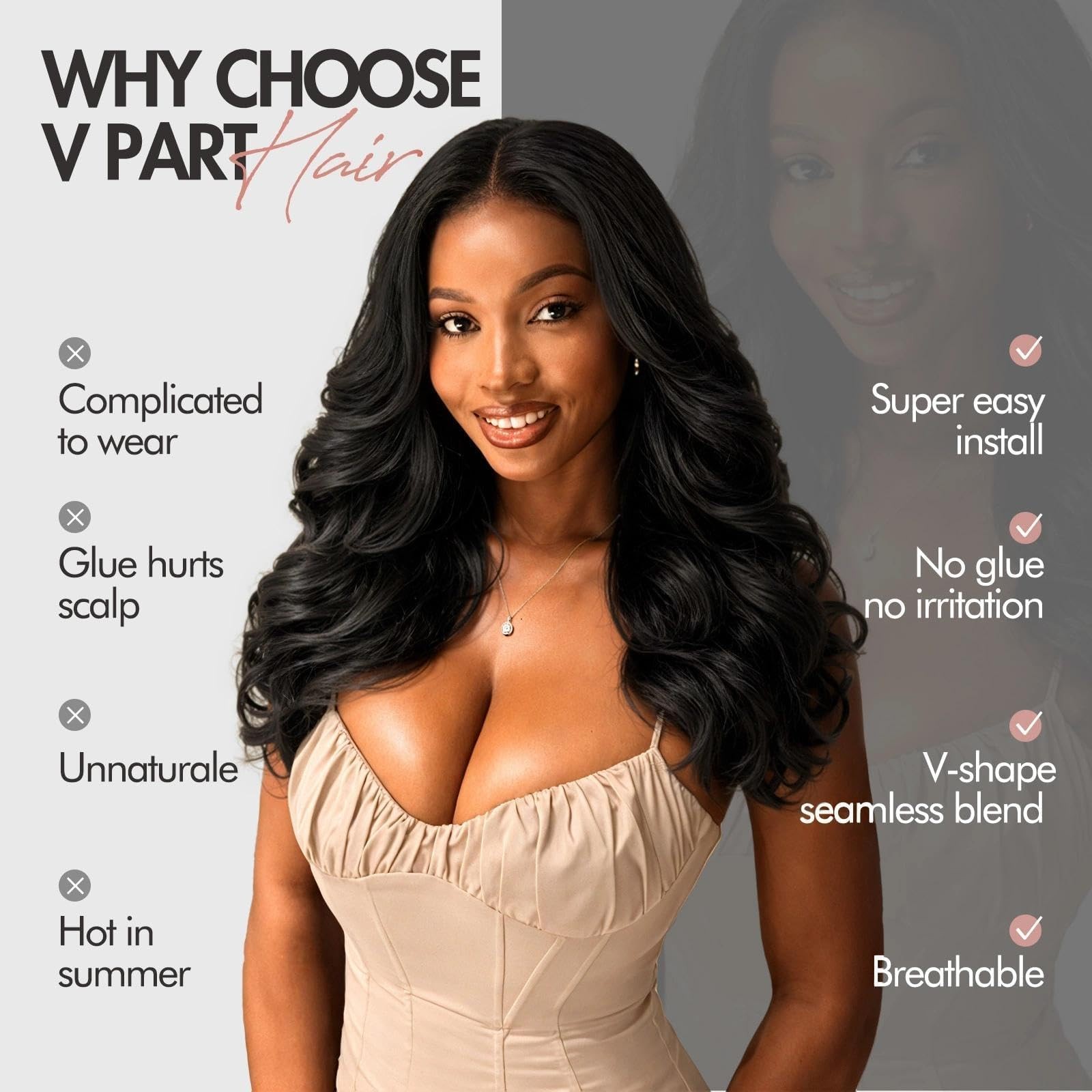 V Part Yaki Curly Wig for Black Women Glueless Wear and Go Synthetic Half Wig…