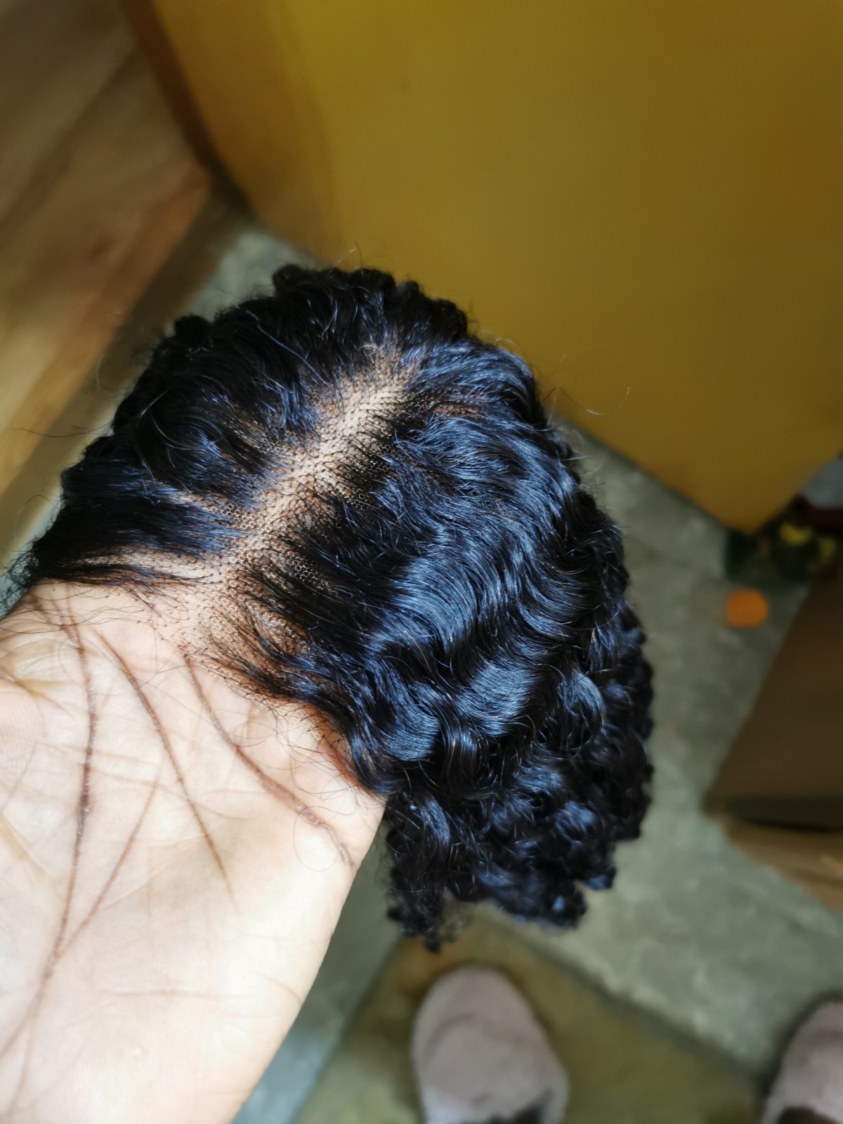High Quality Natural Black Kinky Curly Human Hair Glueless Lace Closure Wig 24″