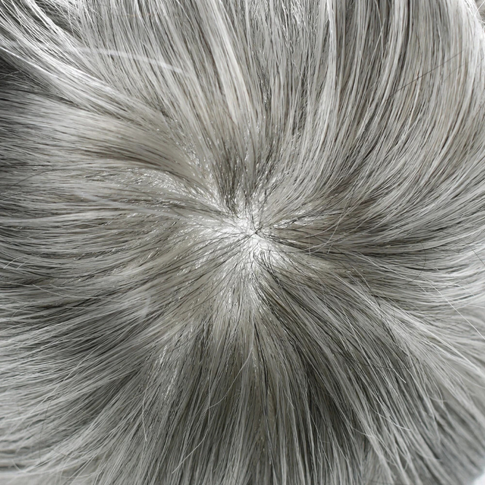 Mens Hai Replacement System Full Poly Thin SkinToupee Units HumanHair PetiteSize