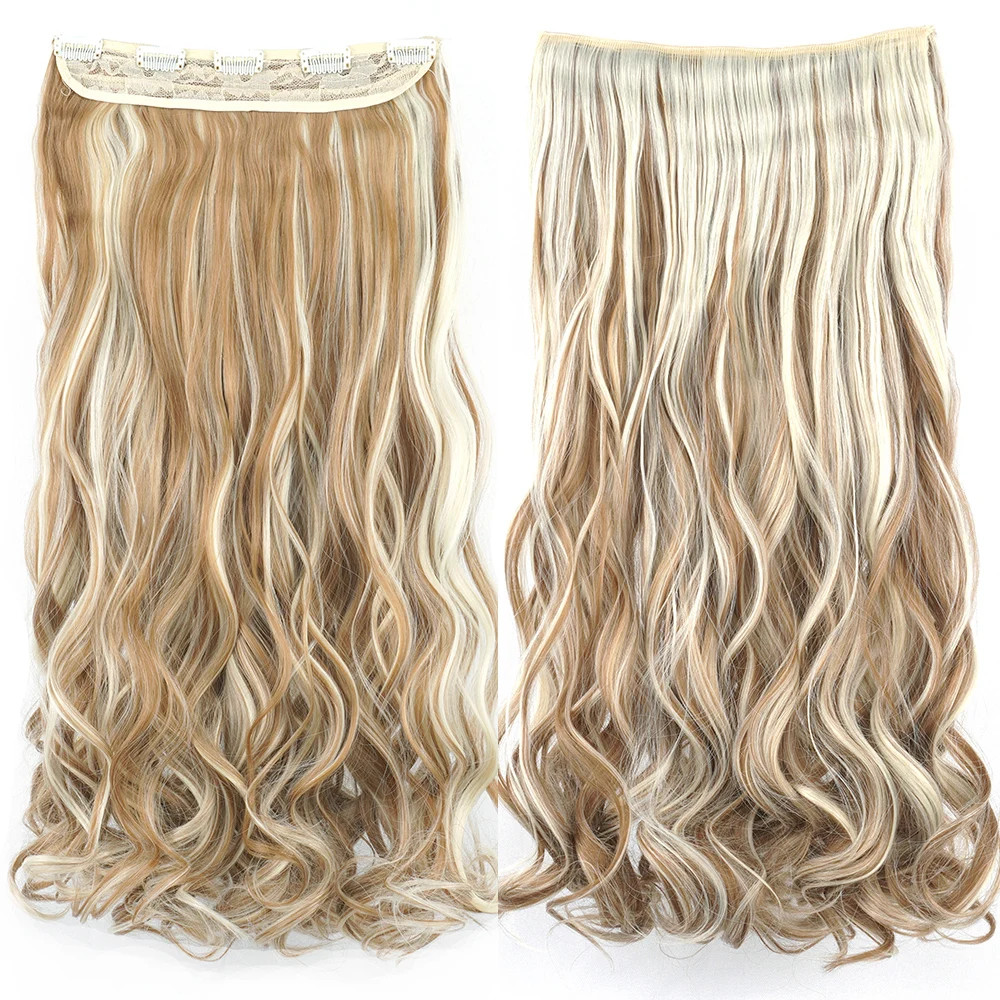Dirty Blonde Curly Clip In Synthetic Hair Extensions Fake Hair Pieces for Women