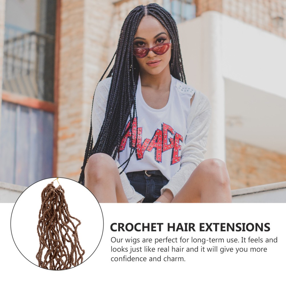 Hair Braid 20 Strands Dreadlocks Low Temperature Fiber (Light Brown) Fake Braids