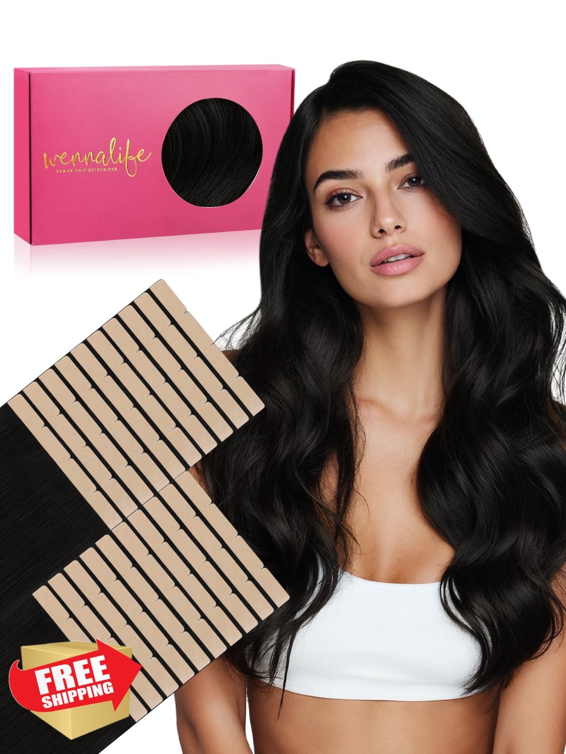 Wennalife Tape Hair 8cm #1 24in 100g