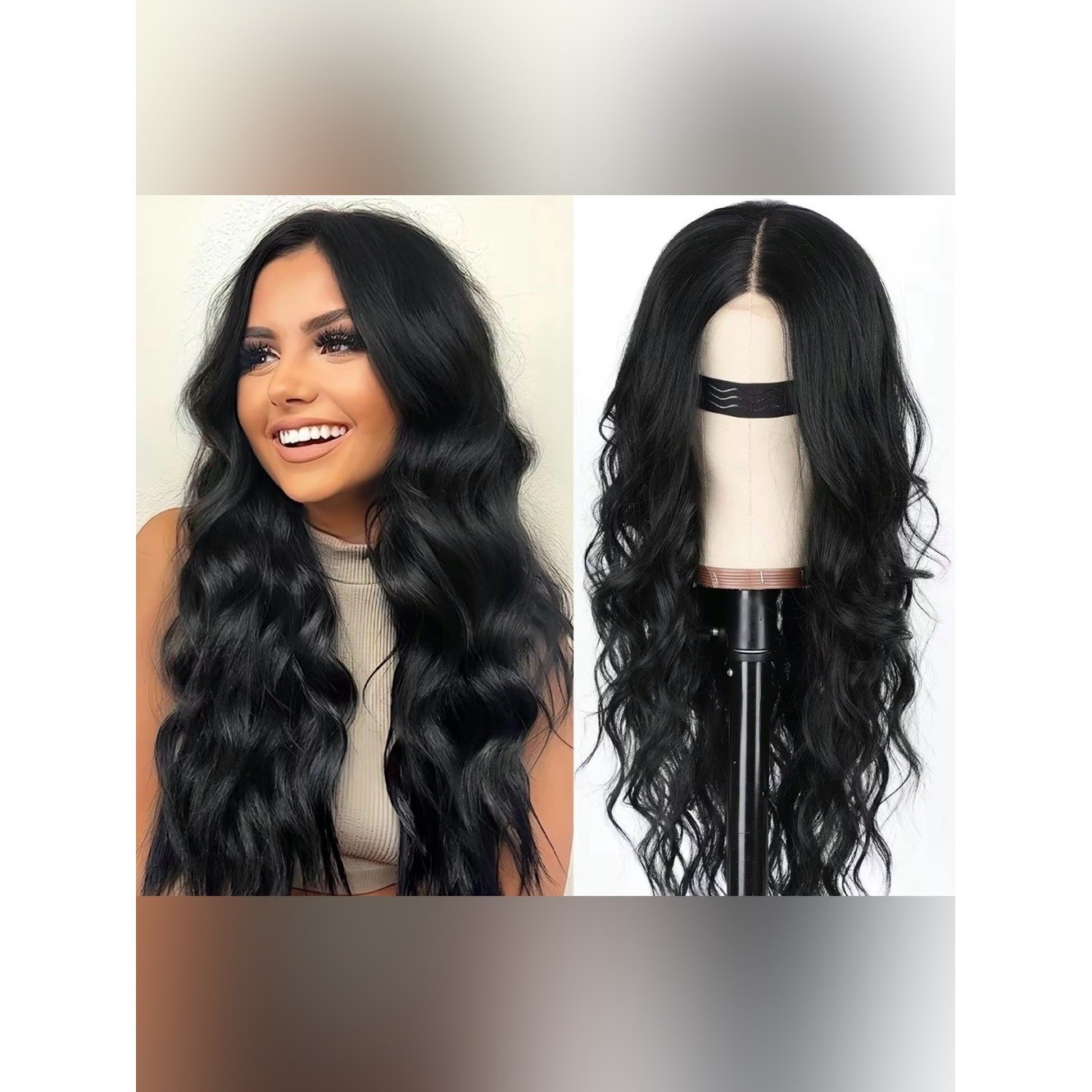 NEW AISI 26″ Black Wavy Women’s Hair Synthetic Wig