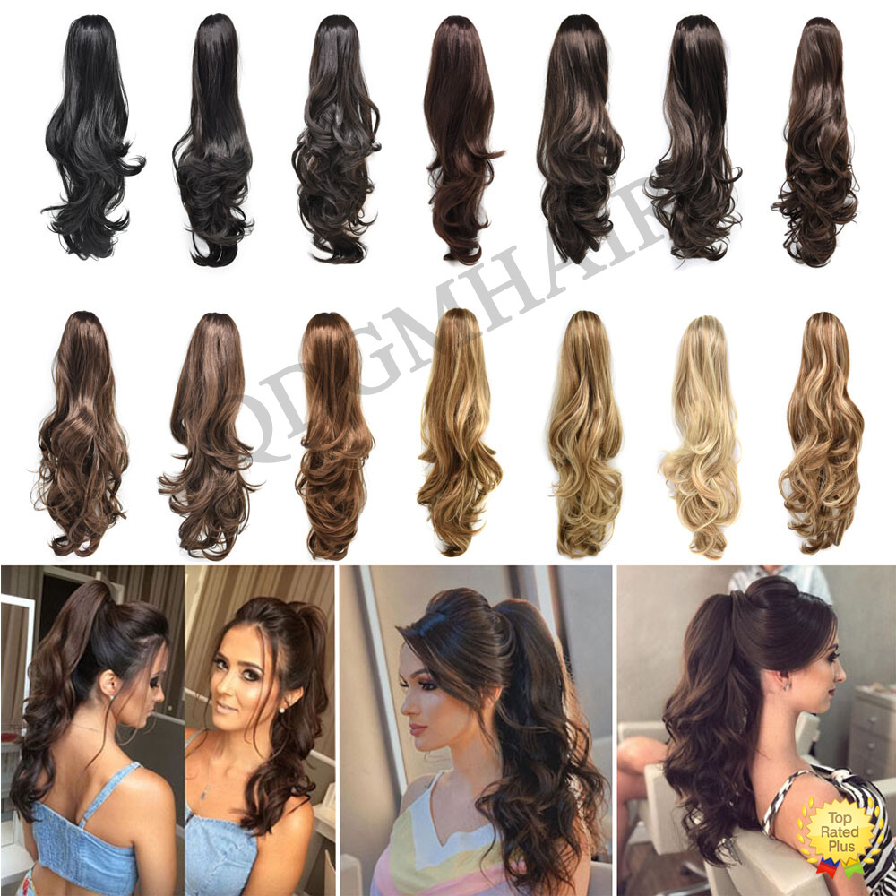 Claw Clip In Ponytail Hair Extensions Thick Long Wavy 22″ Natural As Human Hair