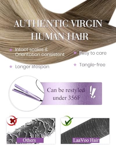 Nano Bead Hair Extensions Ombre Light Brown to Ash Blonde Real Human Hair 18