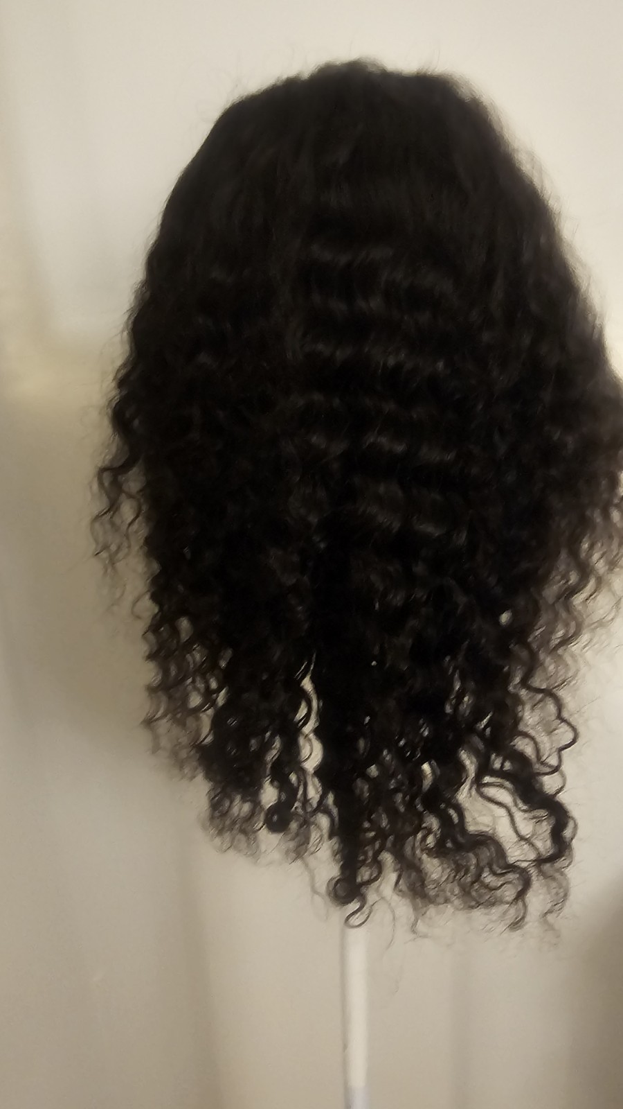 High Quality regular 22″ black waterwave 100% Virgin Human Hair Lace front Wig.