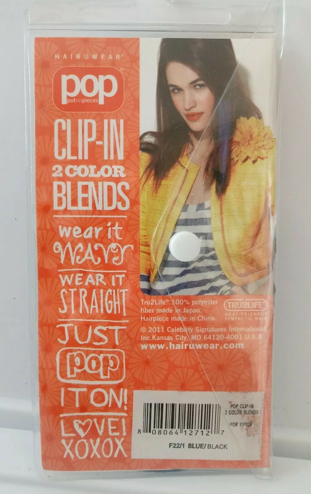 Clip In 2 Color Blends by POP Blue/Black 16″ Hair Extension 16″ Fine Human Hair