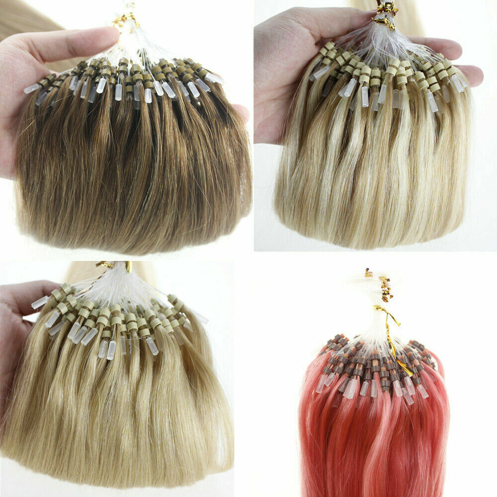 Micro Ring Loop Human Hair Extensions Microbeads Link Remy Hair Double Drawn 1g