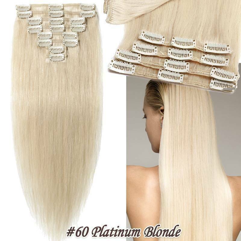 Clip In On Human Hair Extensions Double Weft Weaving Remy Indian Thick Clip Hair