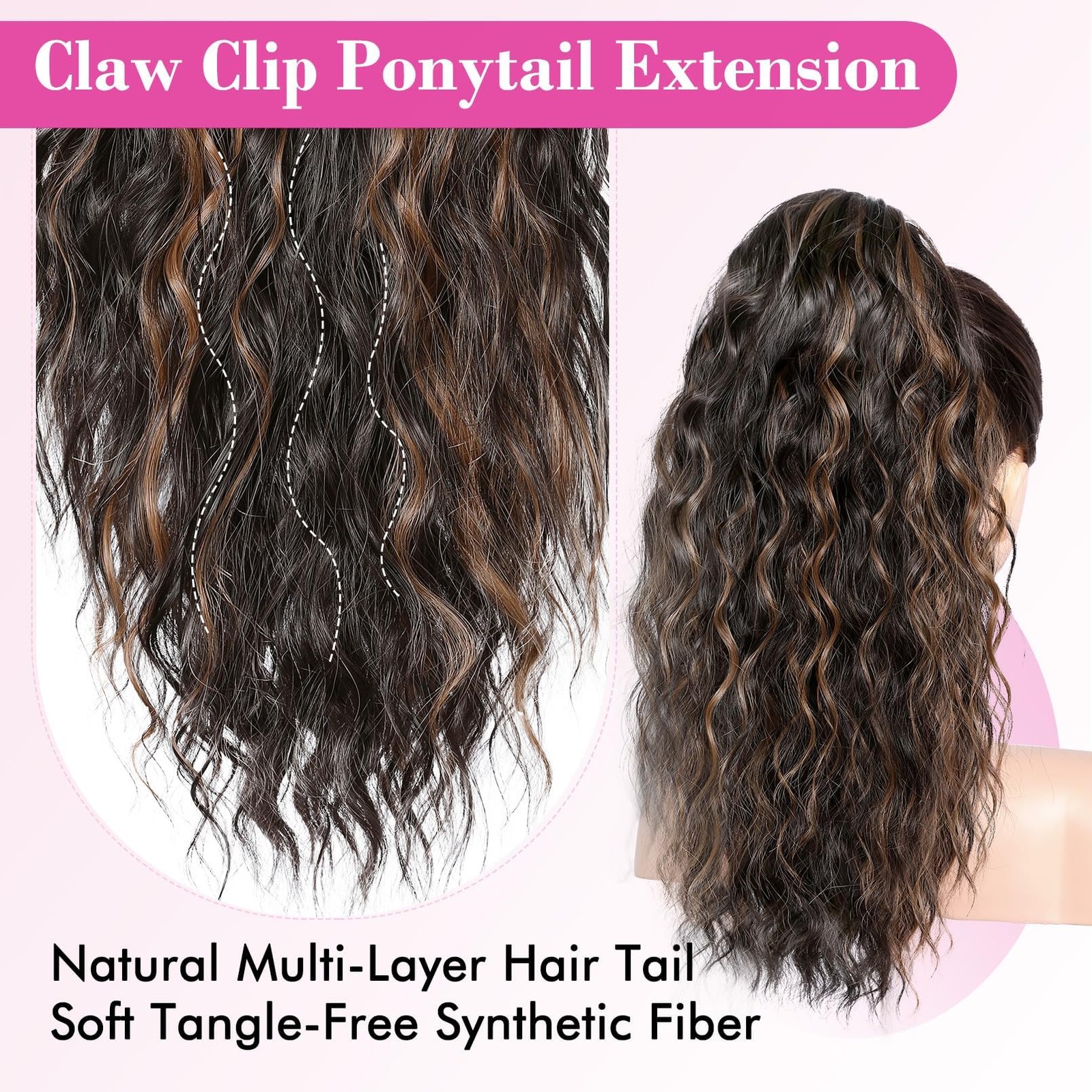 Ponytail Extension, 14 Inch Curly Claw Pony Tails Hair Extensions Clip in Pon…