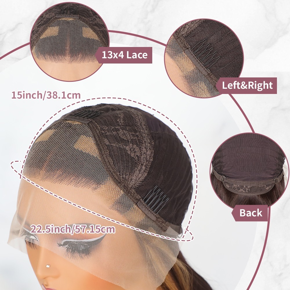 Ombre Brown Blonde Mixed Color Wavy Lace Front Wigs Pre Plucked Natural Hairline