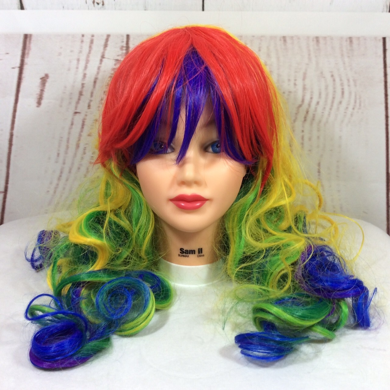 Rainbow Colorful Hair Wig 80s Rave Party Halloween Costume Cosplay Club Pride